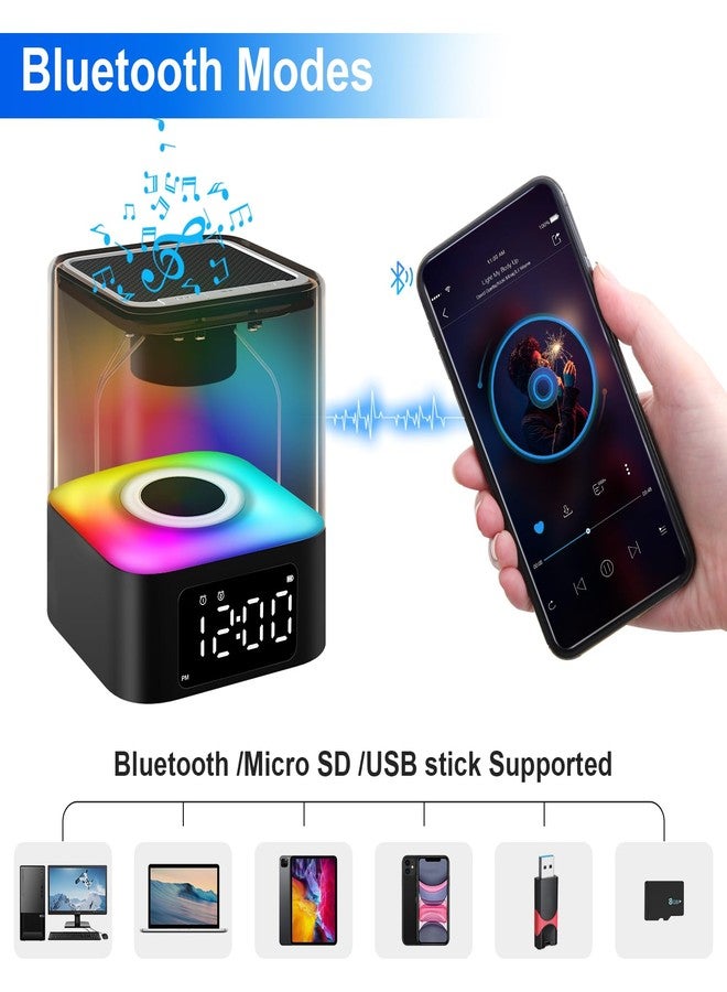 JALL Night Light Bluetooth Speaker, 【2025 Upgraded】 Multi Colorful Changing Bedside Lamp Alarm Clock, Best Birthday Ideas for 10 11 12 13 14 Year Old Teenage Boy Girl, Black - Image 2