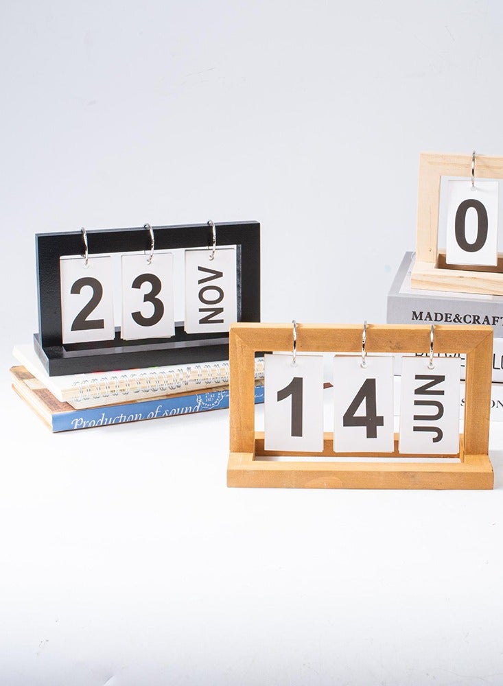 Wooden Creative Desk Calendar Perpetual Standing Flip Daily Desktop Accessories for Home Office Study Decor - Image 4