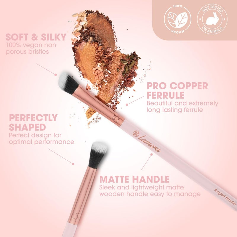 Lamora Eyeshadow Brush Set - Precision Eyeshadow Brushes For Blending Smudging Shading Defining Powdered and Liquid Eye Make-Up - 7Pc Pro Eye Makeup Brushes With Vegan Bristles - Image 5
