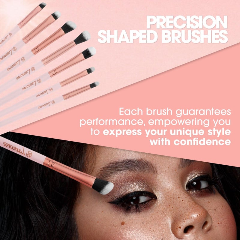 Lamora Eyeshadow Brush Set - Precision Eyeshadow Brushes For Blending Smudging Shading Defining Powdered and Liquid Eye Make-Up - 7Pc Pro Eye Makeup Brushes With Vegan Bristles - Image 4