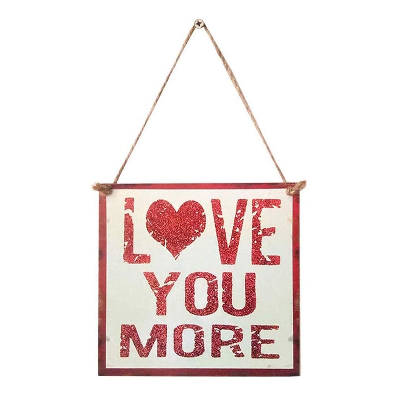 BinaryABC Valentine's Day Wooden Sign Plaque Door Wall Hanging Decorations(Love You More)