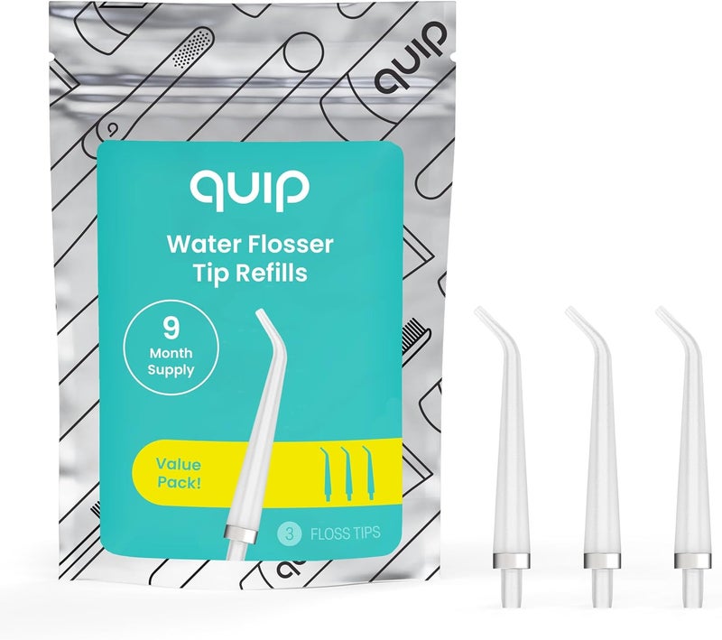 quip Water Flosser Tip Refills - Cordless Water Flosser Refill Tips - Teeth Cleaner Pick with 360 Degree Rotating Replaceable Tip, Rechargeable Water Dental Pick Refills - 3 ct - Image 1