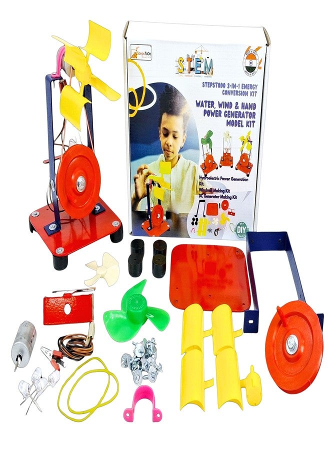 StepsToDo 3-in-1 Energy Conversion STEM Kit | Generate Electricity Using Water, Wind & Motion | DIY Science Kit with Generator, Turbine, Windmill, Hydroelectric Model - Image 2