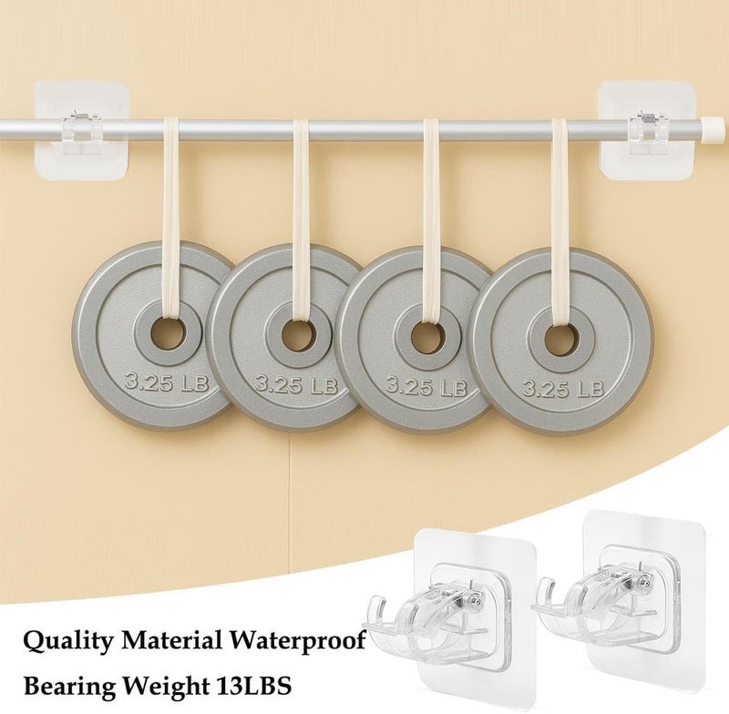 Sociaooil 8PCS No Drill Curtain Rod Brackets, Self Adhesive No Drilling Curtain Rod Holder Hooks Nail Free Adjustable Renter Friendly Transparent Hangers for Bathroom Kitchen Home Bathroom Hotel Apartment - Image 4