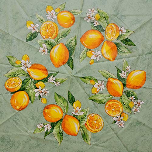 La Cigale Citron Wipeable Tablecloth Spill Resistant Acryllic Coated, Floral Cotton French Provencal Tablecloth for Rectangle Tables, for Indoor and Outdoors, Green, 71-in Round - Image 3