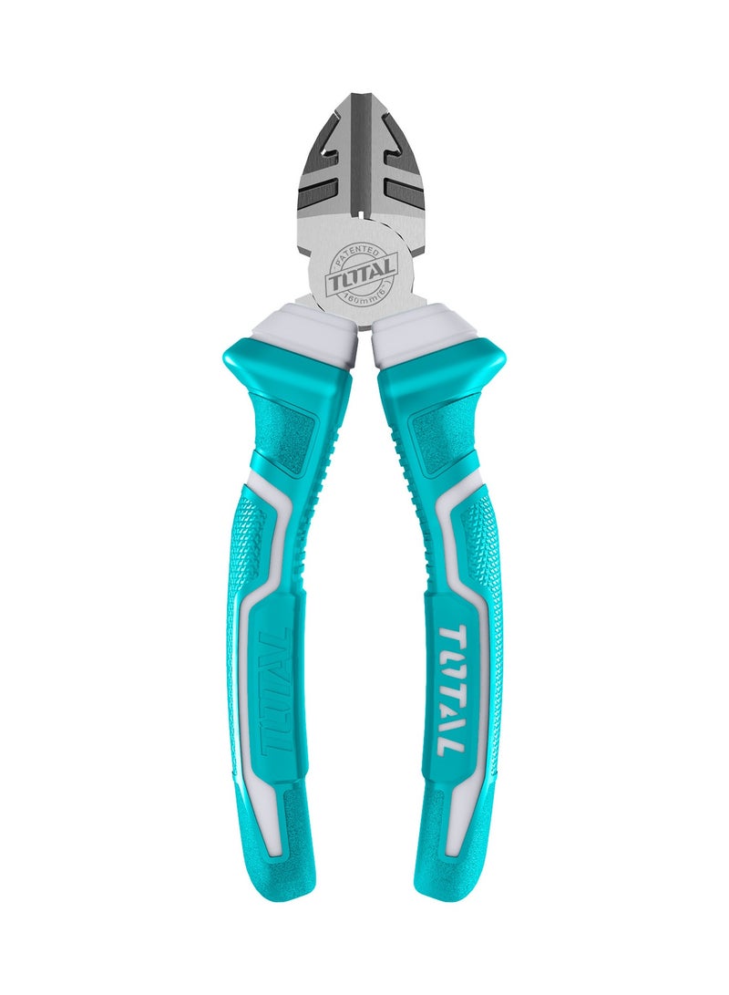 توتال كماشة قطع جانبية احترافية من توتال بطول ١٦٠ ملم، مصنوعة من فولاذ كربوني، بمقبض باللونين الفيروزي والأبيض، وتشطيب مصقول - Image 1