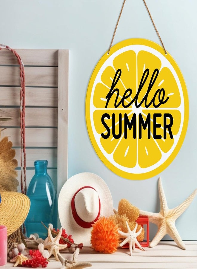HSNBT Hello Summer Lemon Door Sign, Summer Welcome Sign Decor for Home Door Front Porch Farmhouse Lemon Wall Decorations for Home Kitchen - Image 3