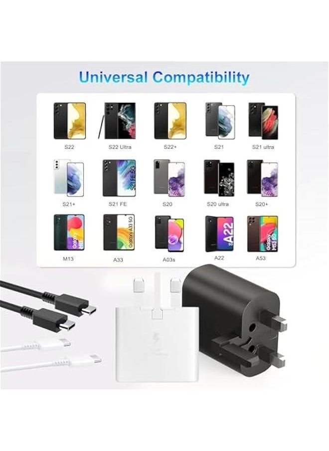 Generic - For Samsung 45w Fast Charger Type C Samsung Super Fast Charger 45W with 5FT USB-C Cable*2pcs, Android Charger for Samsung Galaxy S23 Ultra/S23/S23+/S22/S22 Ultra/S22+/Note 10/20/S20 (White) - Image 1