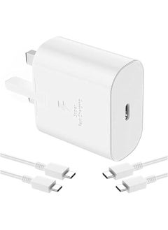 For Samsung 45w Fast Charger Type C Samsung Super Fast Charger 45W with 5FT USB-C Cable*2pcs, Android Charger for Samsung Galaxy S23 Ultra/S23/S23+/S22/S22 Ultra/S22+/Note 10/20/S20 (White)