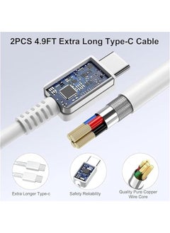 ماركة غير محددة شاحن سامسونج سريع 45 واط من النوع سي، فائق السرعة مع كيبل USB-C بطول 5 قدم، اندرويد لسامسونج جالاكسي S23 الترا/S23/S23+/S22/S22 الترا/S22+/نوت 10/20/S20 (ابيض)  - Image 2