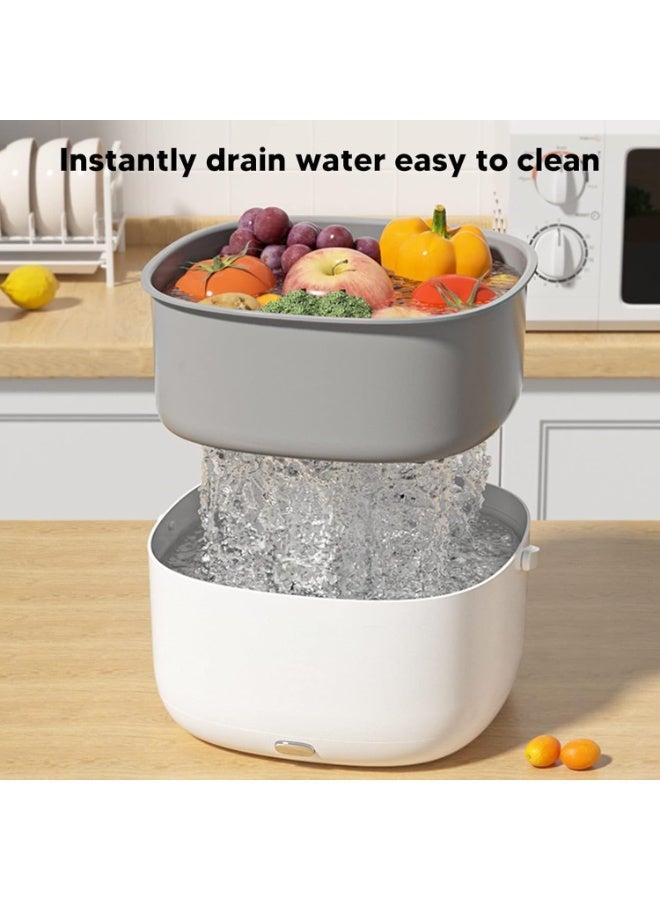 SMART HOME Fruit and Vegetable Washing Machine, Ultrasonic Electric Vegetable Cleaning Basket Large Capacity Portable Fruit Cleaner Device Kitchen Supplies for Fruits Vegetables Seafood Meat - Image 3