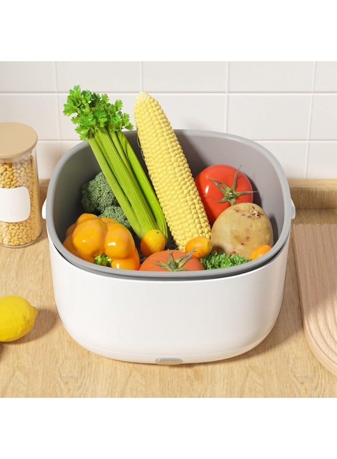 SMART HOME Fruit and Vegetable Washing Machine, Ultrasonic Electric Vegetable Cleaning Basket Large Capacity Portable Fruit Cleaner Device Kitchen Supplies for Fruits Vegetables Seafood Meat - Image 2