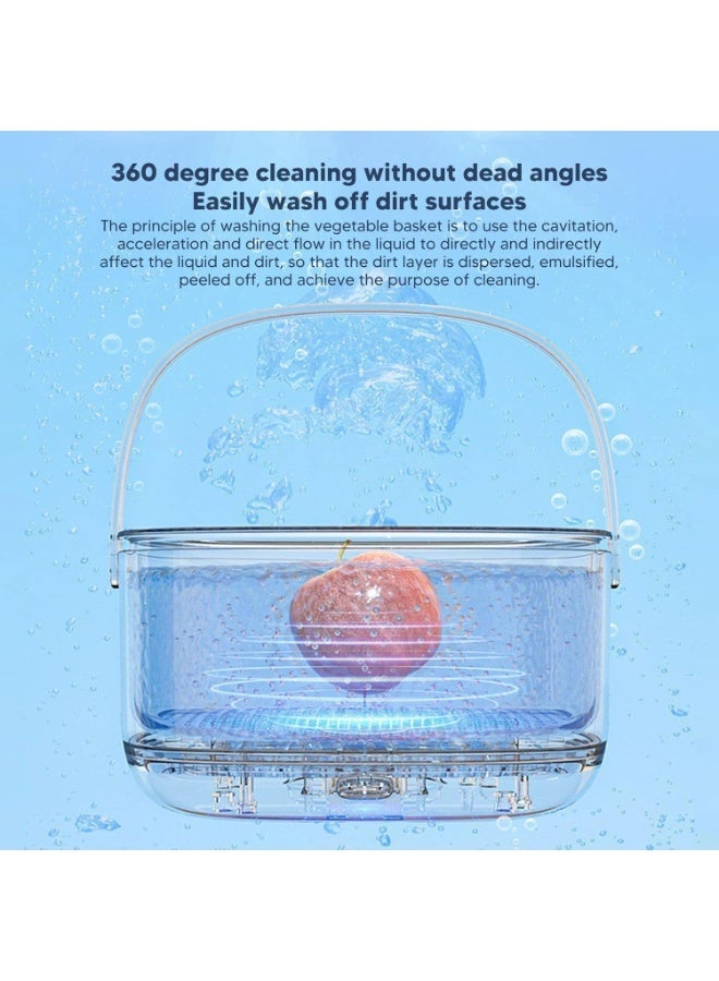 SMART HOME Fruit and Vegetable Washing Machine, Ultrasonic Electric Vegetable Cleaning Basket Large Capacity Portable Fruit Cleaner Device Kitchen Supplies for Fruits Vegetables Seafood Meat - Image 5