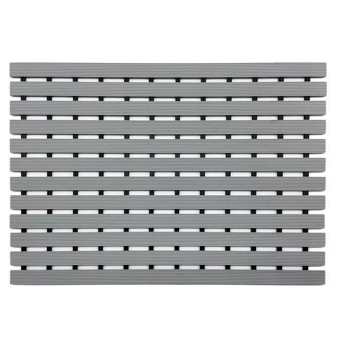 SHOWER DRYING MAT NONSLIP BATH DRAINAGE MATT SLATTED DUCKBOARD DESIGN GREY 61X43CM 24X17 INCHES
