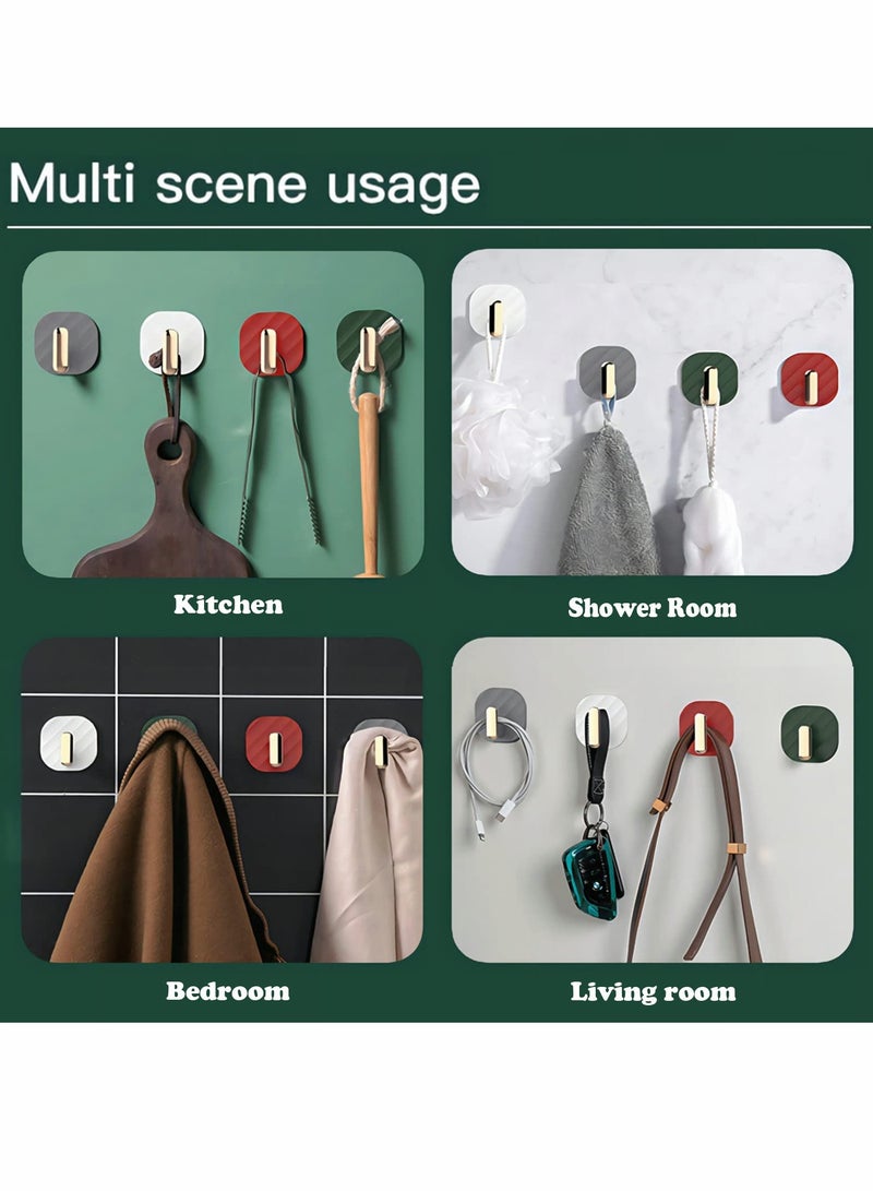 Zikra 4Pcs Adhesive Hooks, No Punching Super Strong Viscose Towel Coat Kitchenware Practical Hooks for Bedroom Kitchen Toilet Bathroom Office Home Storage (Mixed Colors) - Image 3
