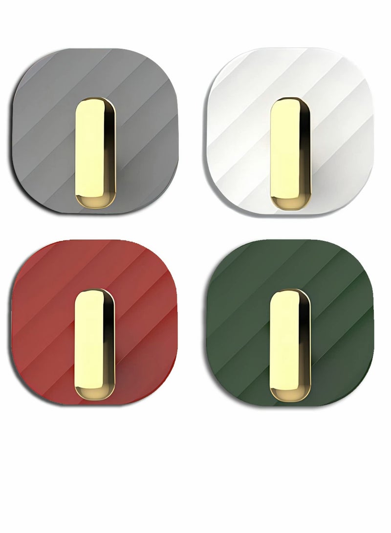 Zikra 4Pcs Adhesive Hooks, No Punching Super Strong Viscose Towel Coat Kitchenware Practical Hooks for Bedroom Kitchen Toilet Bathroom Office Home Storage (Mixed Colors) - Image 1