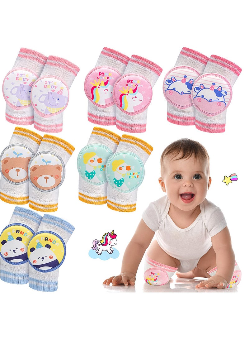 Excefore 6 Pairs Baby Knee Pads for Crawling Anti Slip Knee Protectors Breathable for Boys Girls, 0-3 Years Old - Image 1