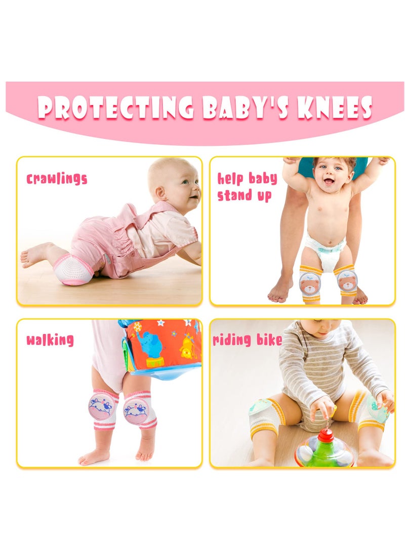 Excefore 6 Pairs Baby Knee Pads for Crawling Anti Slip Knee Protectors Breathable for Boys Girls, 0-3 Years Old - Image 2