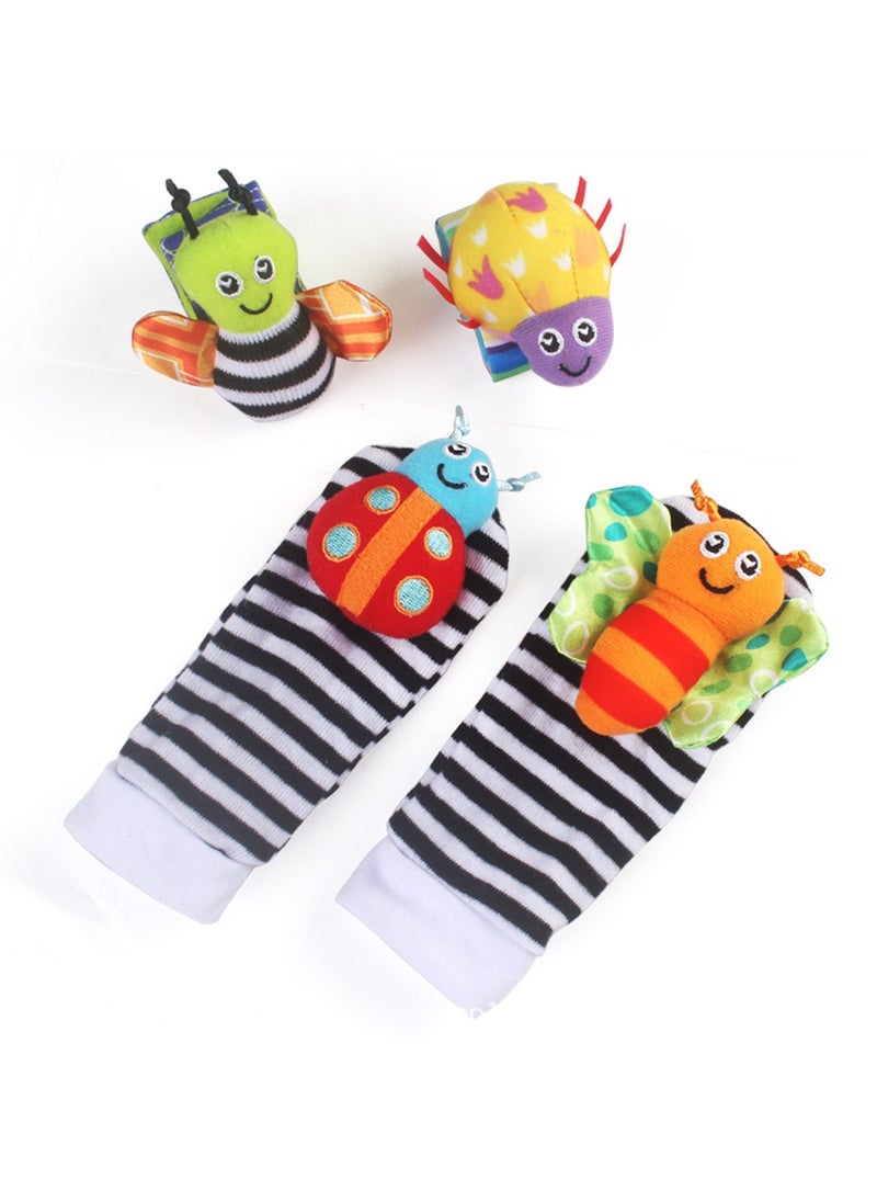 Baby Wristband And Rattle Socks Infant Foot Finder Set Jingle Toy Set of 4  - Image 2