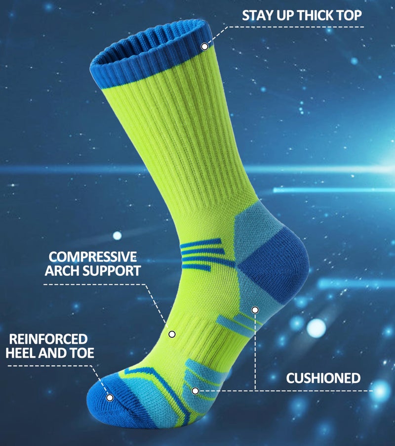FNOVCO Women's Hiking Walking Running Crew Socks Thick Cushioned Athletic Compression Socks 5 Pairs (Multicolor 02, 9-11) - Image 5