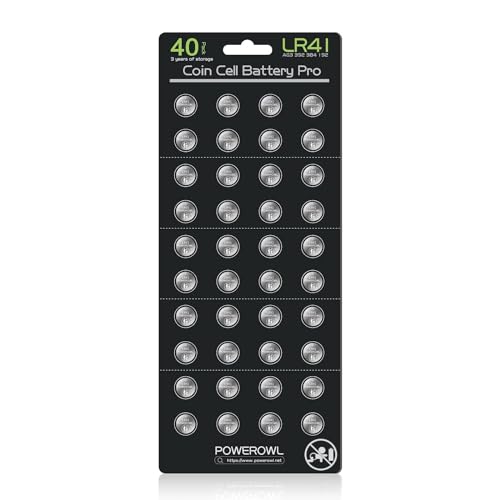 POWEROWL High Capacity LR41 Batteries 40 Pack, AG3 L736 392 384 192 Premium Alkaline Battery 1.5V Button Coin Cell Batteries - Image 1