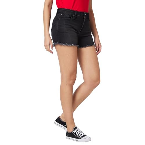 Spykar Mid Rise Black Shorts for Women (Size: 26)-WSRD1BD004 - Image 4