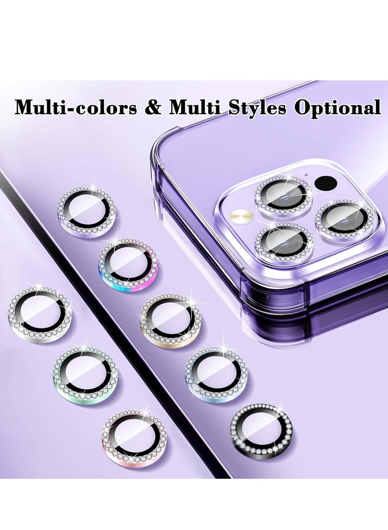 ELTRAZONE "Purple Diamond Camera Lens Protector for iPhone 16 Pro/16 Pro Max – Bling Tempered Glass Cover with Automatic Alignment Metal Rings and Glitter Film Stickers" - Image 2