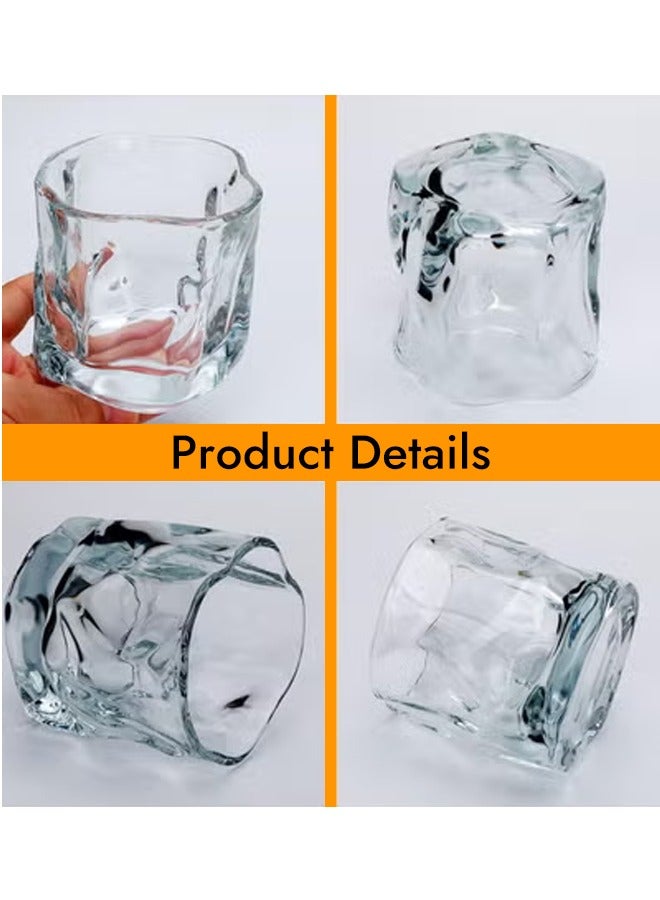 Thick Twisted Tumbler Glass, Elegant Irregular Glass Cups, Crystal Old Fashioned Glasses for Cool Water, Milk, Coffee, for Home, Parties, Perfect Gift for Friends Family(Grey)  - Image 3