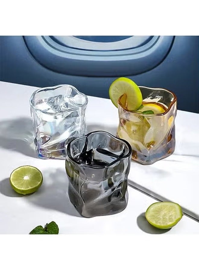 Thick Twisted Tumbler Glass, Elegant Irregular Glass Cups, Crystal Old Fashioned Glasses for Cool Water, Milk, Coffee, for Home, Parties, Perfect Gift for Friends Family(Grey)  - Image 5