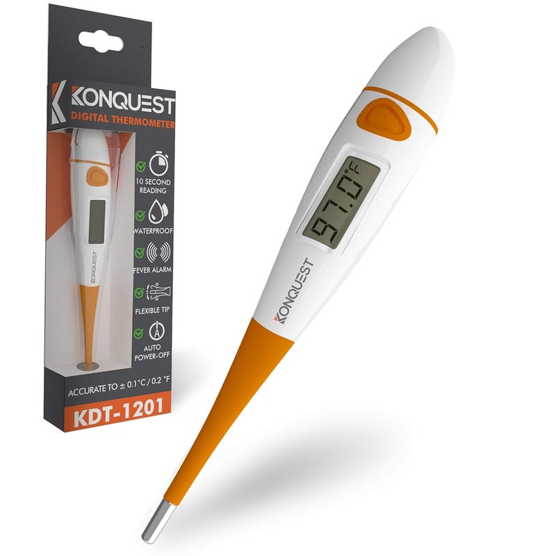 KONQUEST KDT-1201 Best Digital Medical Thermometer, Highly Accurate and Fast, Easy to Use, 10 Second Reading. Detect Fever Quickly - Oral Armpit and Rectal Thermometer for Babies Children and Adults - Image 1
