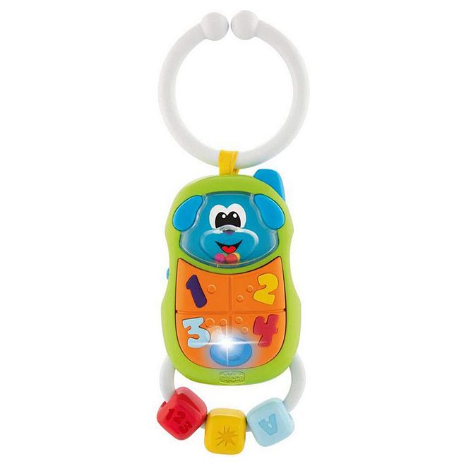 Chicco Puppy Phone Plastic Rattle for Babies 3-18 Months, Multi-Color with Lights and Sounds, Teething & Motor Skills Development - Image 1