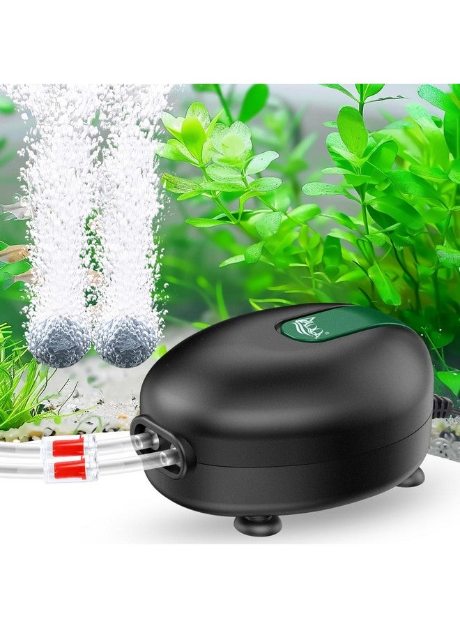 AQQA AQQA Air Pump for Aquarium Aerator Pump 2 Outlets Fish Tank Air Pump Ultra-Quiet Adjustable Oxygen Pump Bubblers with Air Stone Tubes Check Valves for Hydroponic Fish Tanks (5W for Up to 100 Gal Tank) - Image 1