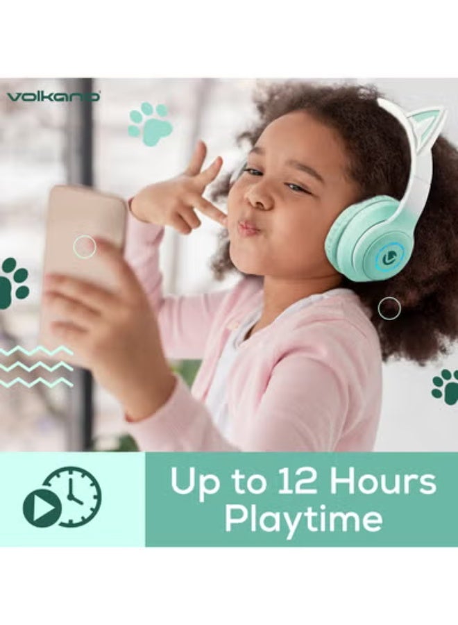 Volkano Whisker Series Bluetooth Cat Ear Headphones with Multiple Modes, Hi-Res Sound, 8-12H Playtime, Fast Charge, Soft Earcups, Bluetooth Headphones, Travel Blue - Image 2