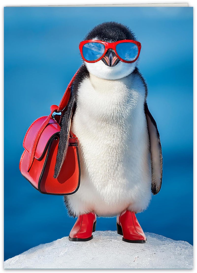 CardFool - Funny Penguin Birthday Card for women, wife, mother, girls, sisters, or anyone. - Image 1