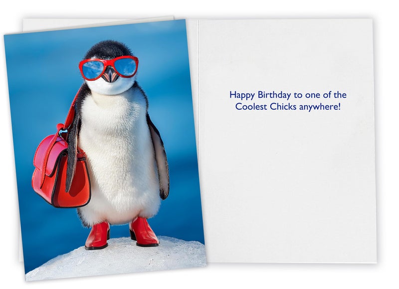 CardFool - Funny Penguin Birthday Card for women, wife, mother, girls, sisters, or anyone. - Image 2