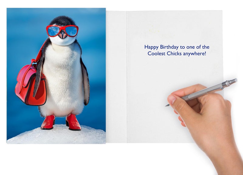 CardFool - Funny Penguin Birthday Card for women, wife, mother, girls, sisters, or anyone. - Image 3