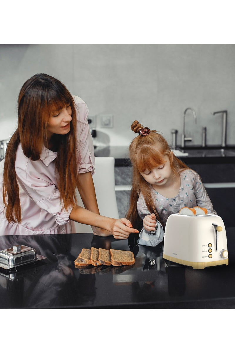 GREEN LION 2-Slice Toaster with 6-Level Browning | Defrost | Reheat / Removable Crumb Tray / Quick Reheat / Cancel Button / High Lift Lever / 815W Power - Beige - Image 3
