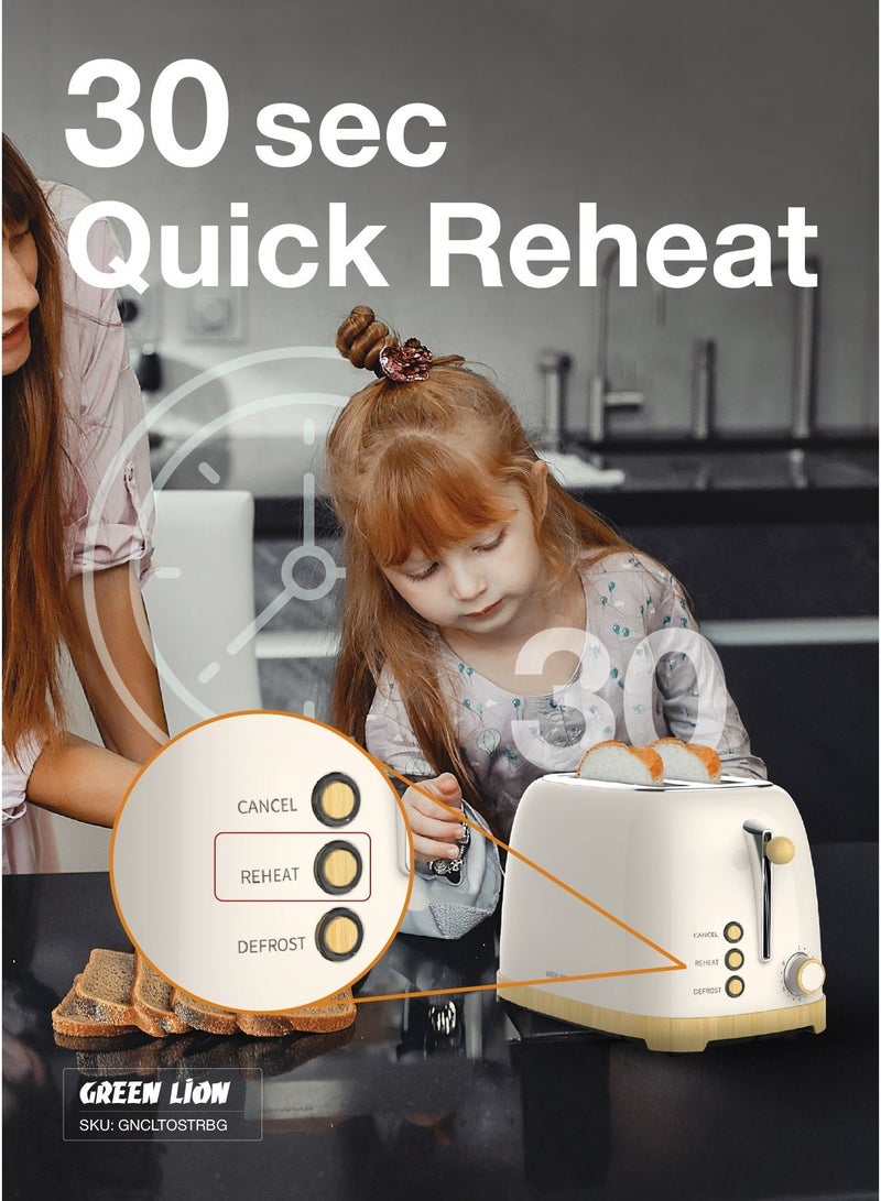 جرين ليون توستر بـ شريحتين مع 6 إعدادات تحمير، تصميم مدمج، 815 واط، لون بيج، صينية فتات قابلة للإزالة، تخزين سلك مدمج - Image 5