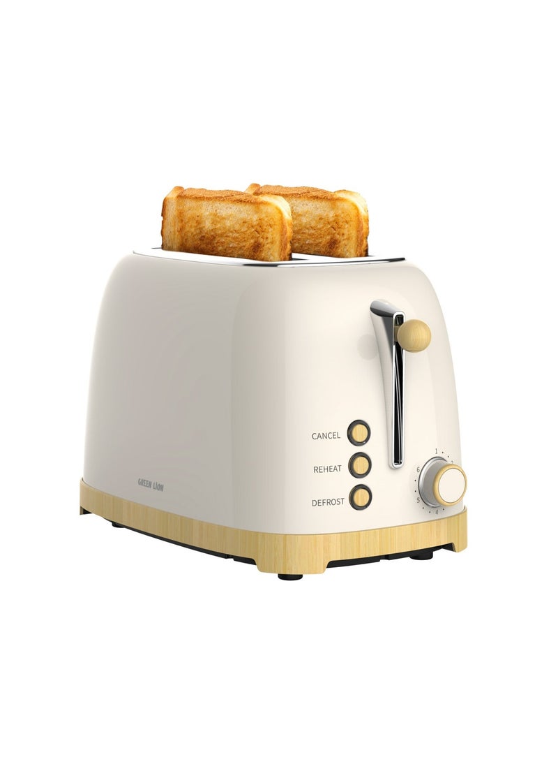 جرين ليون توستر بـ شريحتين مع 6 إعدادات تحمير، تصميم مدمج، 815 واط، لون بيج، صينية فتات قابلة للإزالة، تخزين سلك مدمج - Image 1