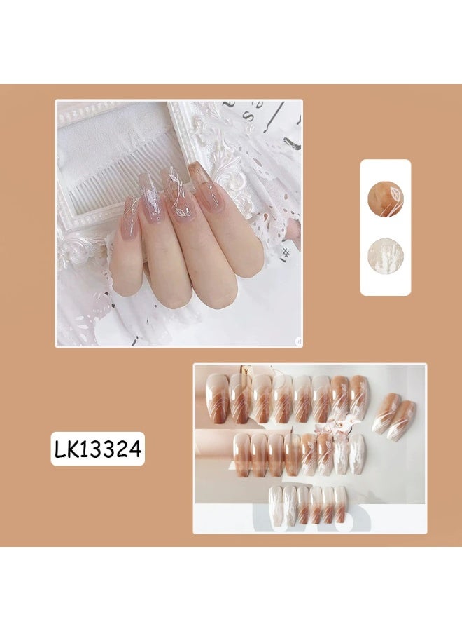 Goolsky Early Autumn Smudge Graffiti Line Press-on Nails for Artistic Daily Wear - Image 3