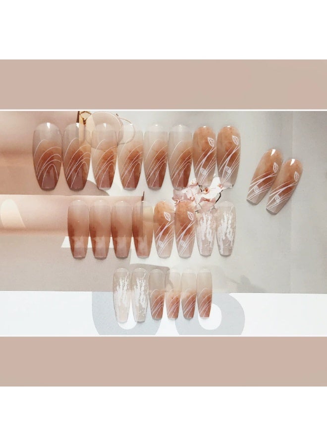 Goolsky Early Autumn Smudge Graffiti Line Press-on Nails for Artistic Daily Wear - Image 5