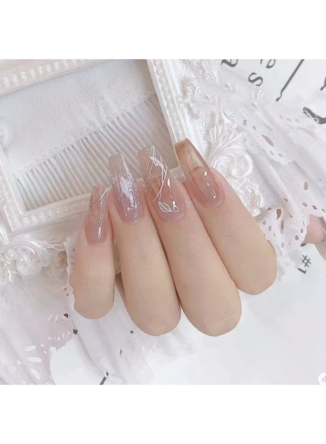 Goolsky Early Autumn Smudge Graffiti Line Press-on Nails for Artistic Daily Wear - Image 1