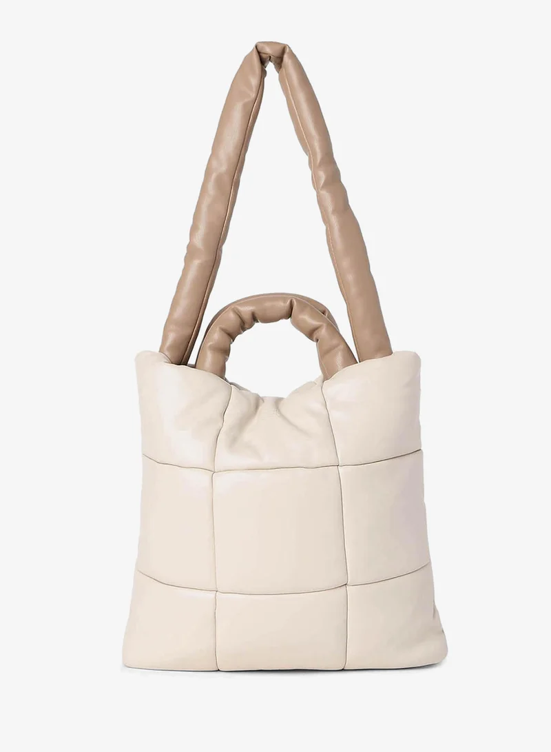 Tufted Treasure Beige Tote Bag