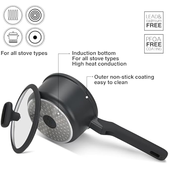 فيسمان قدر طهي بغطاء زجاجي سعة 14 لترًا، مصنوع من الألومنيوم المصبوب، مطلي بطلاء غير لاصق، مقاس 16×85 سم، مصنوع من التيتانيوم الاحترافي، مطلي بطبقة Greblon C3 من ألمانيا، متوافق مع تقنية الحث، مقبض من الباكليت - Image 4