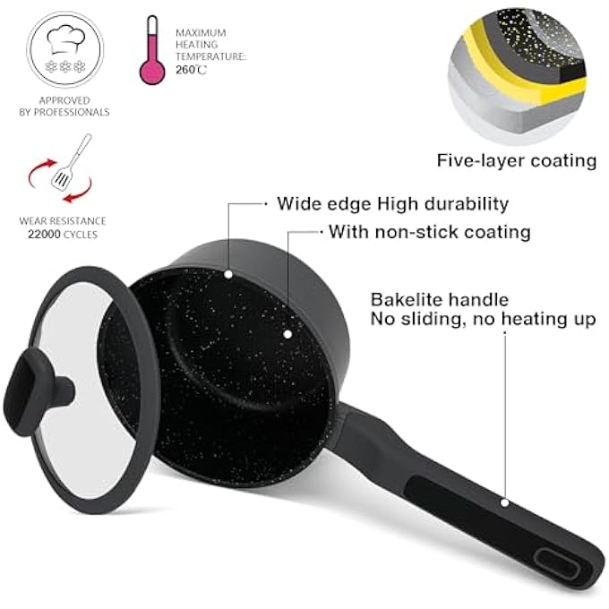 فيسمان قدر طهي بغطاء زجاجي سعة 14 لترًا، مصنوع من الألومنيوم المصبوب، مطلي بطلاء غير لاصق، مقاس 16×85 سم، مصنوع من التيتانيوم الاحترافي، مطلي بطبقة Greblon C3 من ألمانيا، متوافق مع تقنية الحث، مقبض من الباكليت - Image 5