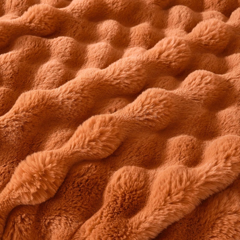 Serenhom 50x60 Inches Ultra-Soft Fuzzy Faux Fur Plush Throw Blanket - Thick  Warm Sherpa for Couch  Sofa  Bedroom  Camping - Decorative Blanket for Cozy Warmth  Bubble Brown - Image 5
