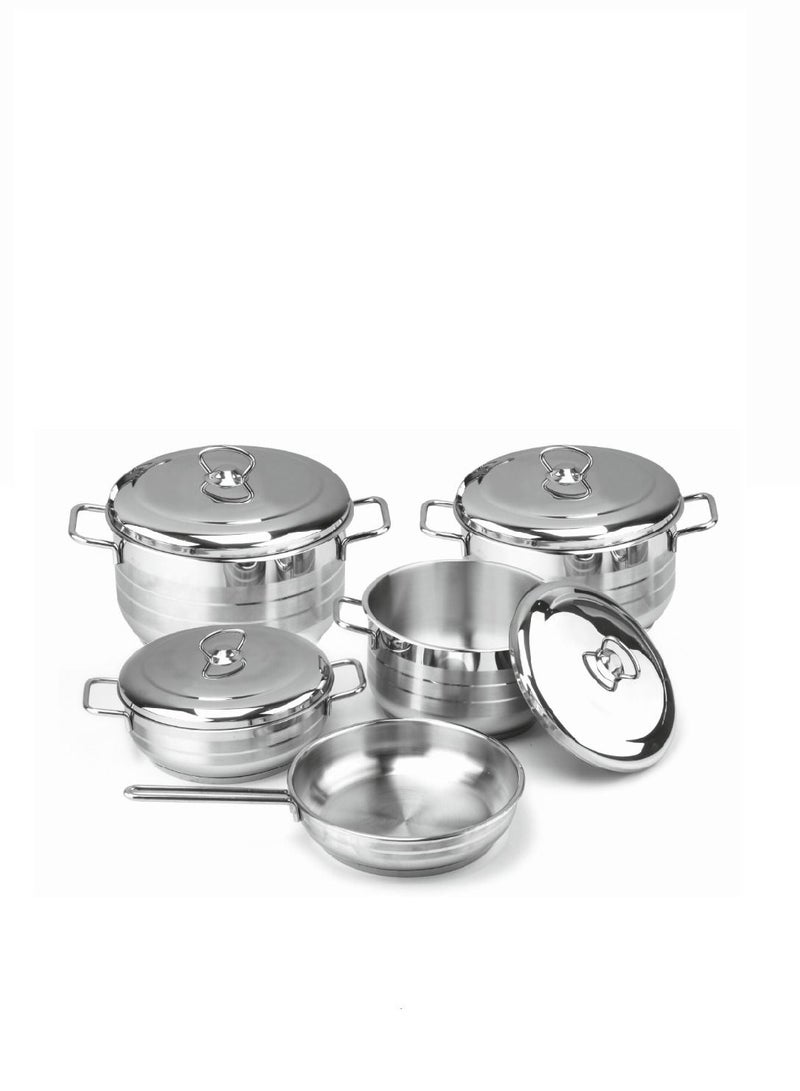 Homemaker 9-Piece Pera Stainless Steel Cookware Set - 3 Deep Pots - 1  Low Pot - 4 Stainless Steel Lids - 1 Frypan - High Grade 18/10 Cr/Ni Material - Image 2