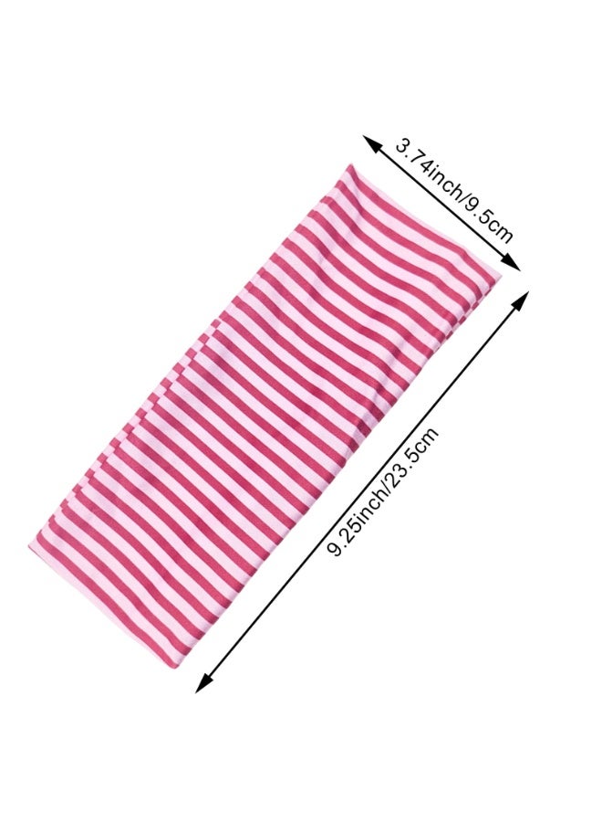 4PCS Striped Headbands for Women - Non-Slip Cotton Cloth Wide Elastic Stretchy Fashion Head Bands, Soft Fabric Hair Accessories for Yoga, Running, Workout - Image 2