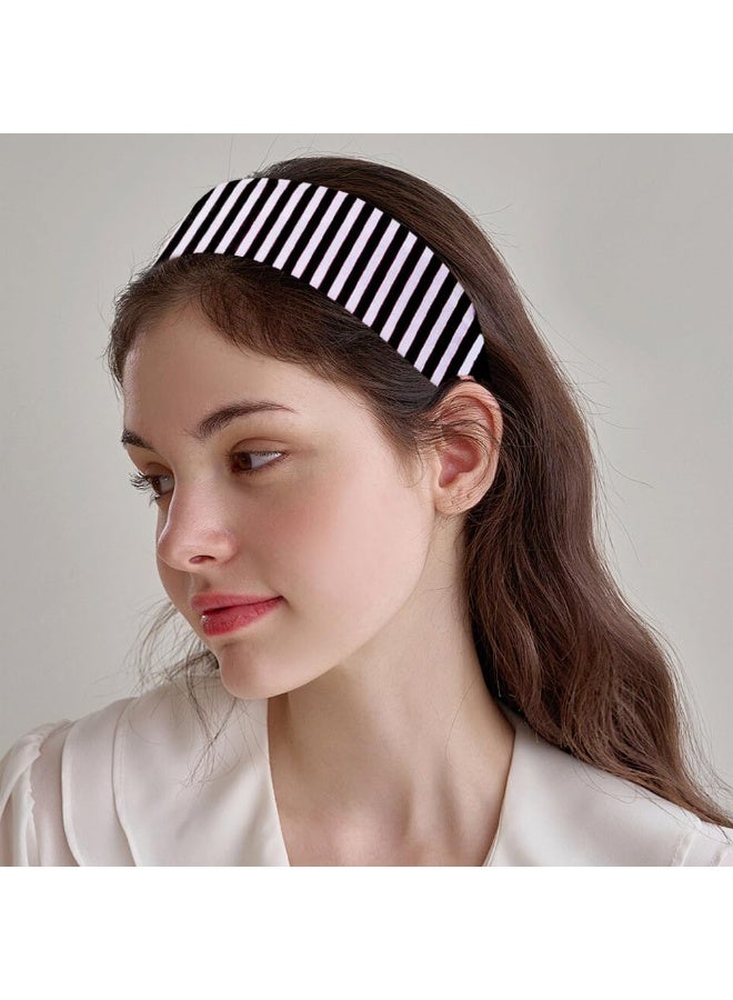 4PCS Striped Headbands for Women - Non-Slip Cotton Cloth Wide Elastic Stretchy Fashion Head Bands, Soft Fabric Hair Accessories for Yoga, Running, Workout - Image 5