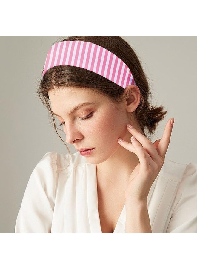4PCS Striped Headbands for Women - Non-Slip Cotton Cloth Wide Elastic Stretchy Fashion Head Bands, Soft Fabric Hair Accessories for Yoga, Running, Workout - Image 4